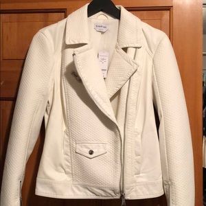 Off white faux leather jacket